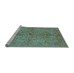 Sideview of Machine Washable Oriental Light Blue Traditional Rug, wshurb771lblu