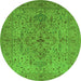 Round Oriental Green Traditional Rug, urb771grn