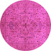 Round Oriental Pink Traditional Rug, urb771pnk