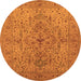 Round Oriental Orange Traditional Rug, urb771org