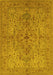 Machine Washable Oriental Yellow Traditional Rug, wshurb771yw