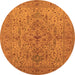 Round Machine Washable Oriental Orange Traditional Area Rugs, wshurb771org