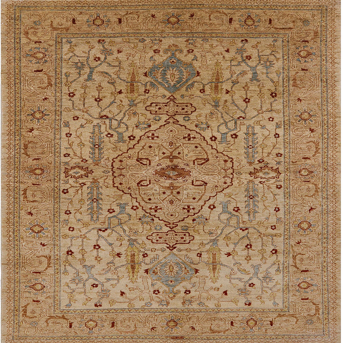 Square Mid-Century Modern Brown Sand Brown Oriental Rug, urb771