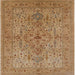 Square Mid-Century Modern Brown Sand Brown Oriental Rug, urb771