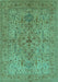 Machine Washable Oriental Turquoise Traditional Area Rugs, wshurb771turq