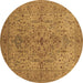 Round Machine Washable Oriental Brown Traditional Rug, wshurb771brn