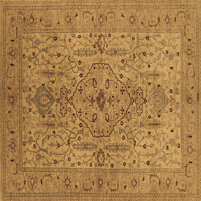 Square Machine Washable Oriental Brown Traditional Rug, wshurb771brn