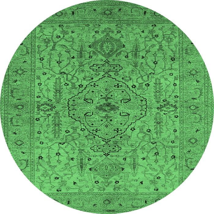Round Oriental Emerald Green Traditional Rug, urb771emgrn