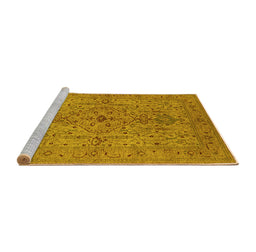 Sideview of Machine Washable Oriental Yellow Traditional Rug, wshurb771yw