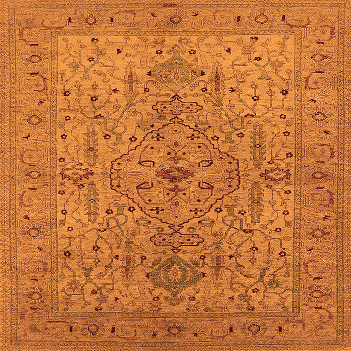 Square Machine Washable Oriental Orange Traditional Area Rugs, wshurb771org