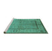 Sideview of Machine Washable Oriental Turquoise Traditional Area Rugs, wshurb772turq