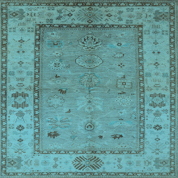 Square Oriental Light Blue Traditional Rug, urb772lblu
