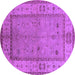 Round Oriental Purple Traditional Rug, urb772pur