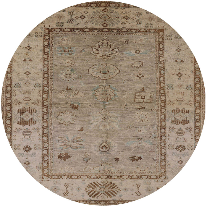 Round Mid-Century Modern Brown Oriental Rug, urb772
