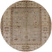 Round Mid-Century Modern Brown Oriental Rug, urb772