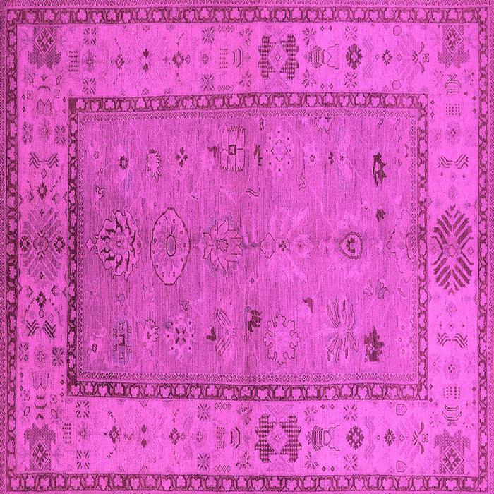 Square Machine Washable Oriental Pink Traditional Rug, wshurb772pnk