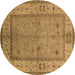 Round Oriental Brown Traditional Rug, urb772brn