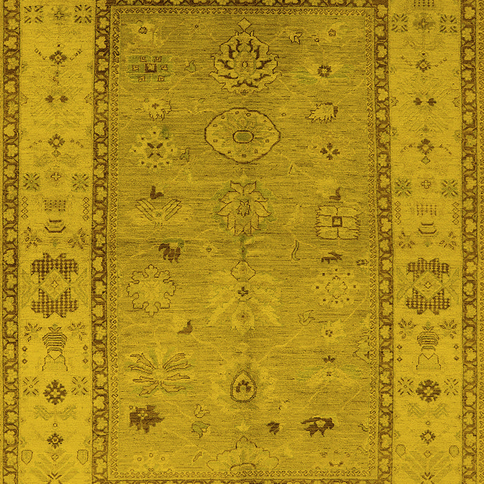 Machine Washable Oriental Yellow Traditional Rug, wshurb772yw
