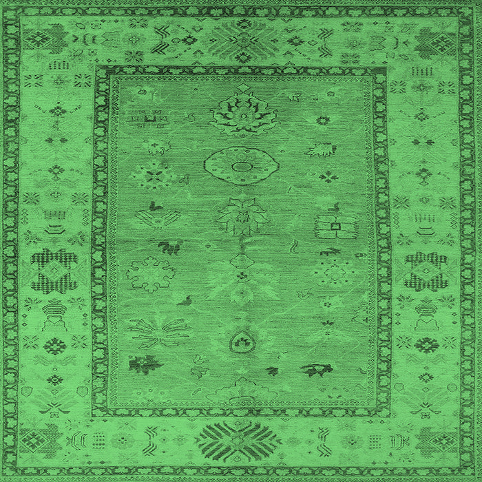 Square Oriental Emerald Green Traditional Rug, urb772emgrn