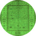 Round Oriental Green Traditional Rug, urb772grn