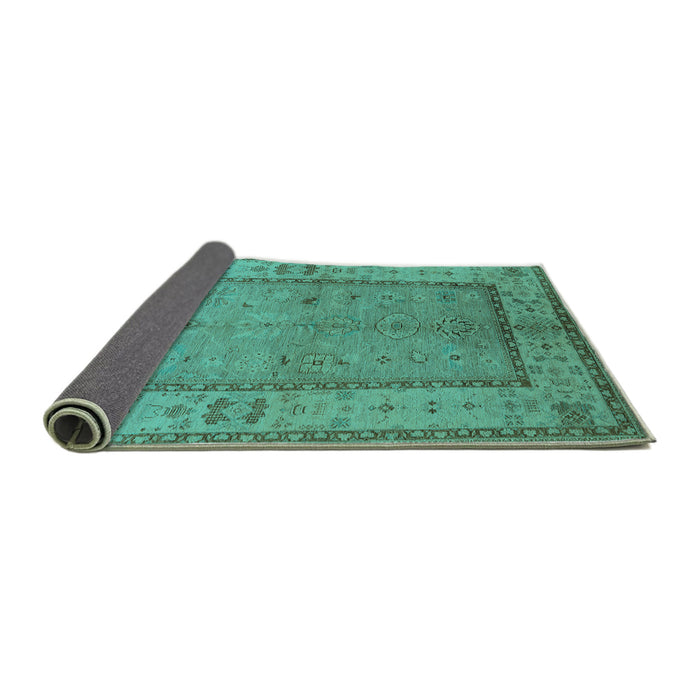 Sideview of Oriental Turquoise Traditional Rug, urb772turq
