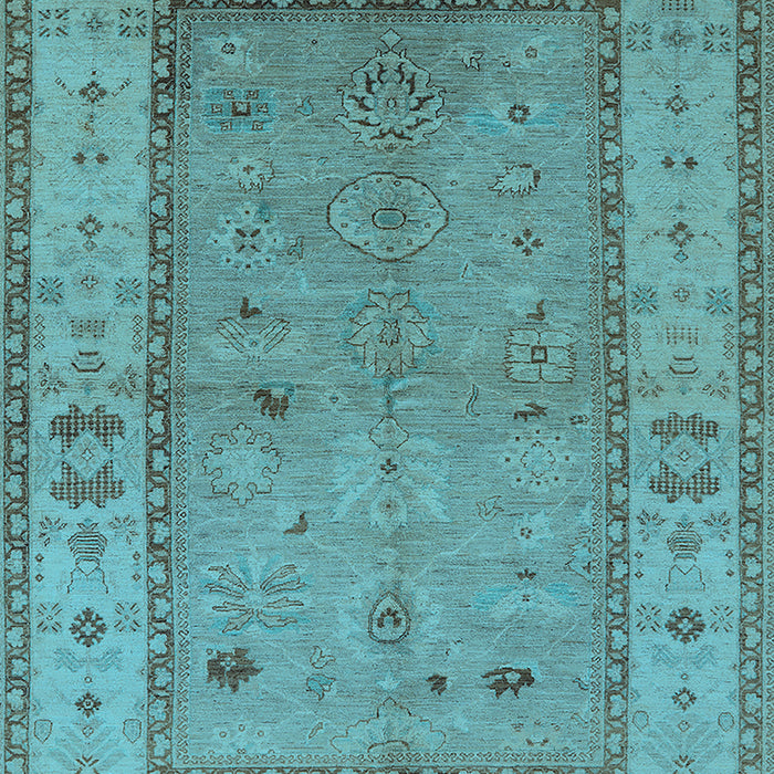 Machine Washable Oriental Light Blue Traditional Rug, wshurb772lblu