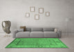 Machine Washable Oriental Emerald Green Traditional Area Rugs in a Living Room,, wshurb772emgrn