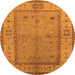 Round Oriental Orange Traditional Rug, urb772org