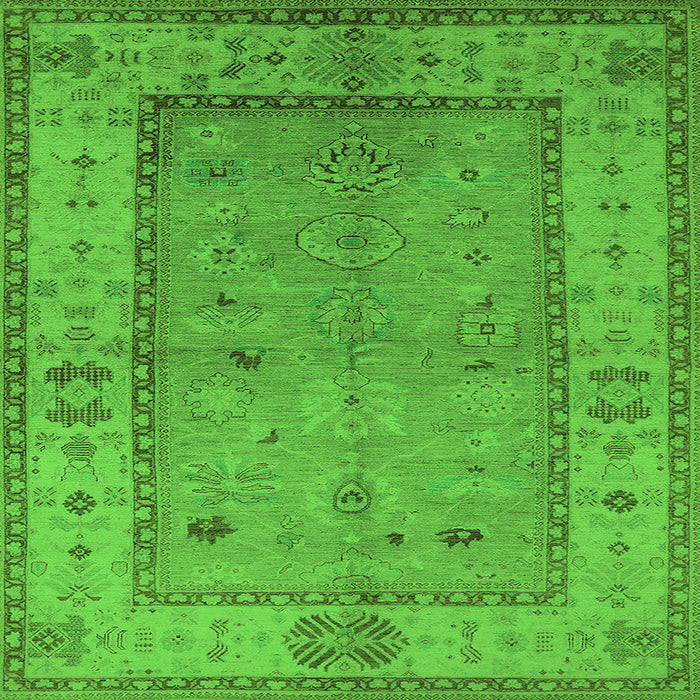 Square Machine Washable Oriental Green Traditional Area Rugs, wshurb772grn