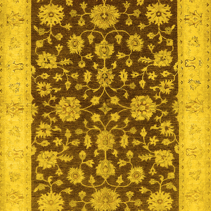 Machine Washable Oriental Yellow Traditional Rug, wshurb773yw