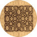 Round Machine Washable Oriental Brown Traditional Rug, wshurb773brn