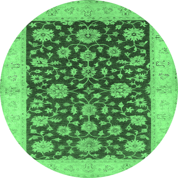 Round Oriental Emerald Green Traditional Rug, urb773emgrn
