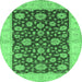 Round Oriental Emerald Green Traditional Rug, urb773emgrn