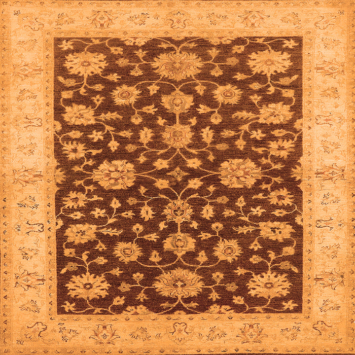 Square Oriental Orange Traditional Rug, urb773org