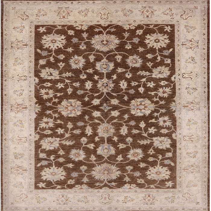 Square Mid-Century Modern Sienna Brown Oriental Rug, urb773