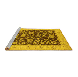 Sideview of Machine Washable Oriental Yellow Traditional Rug, wshurb773yw