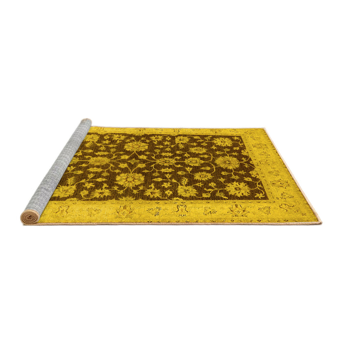 Sideview of Machine Washable Oriental Yellow Traditional Rug, wshurb773yw