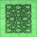 Square Machine Washable Oriental Emerald Green Traditional Area Rugs, wshurb773emgrn