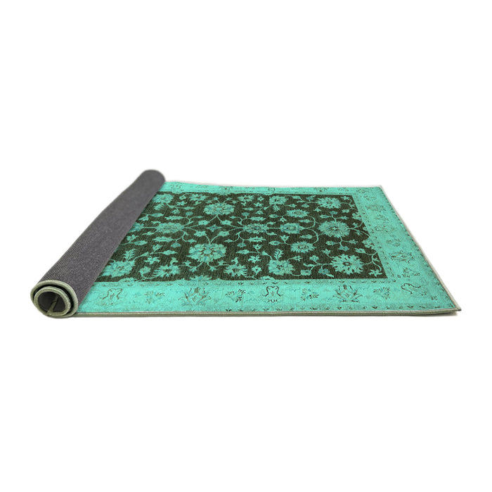 Sideview of Oriental Turquoise Traditional Rug, urb773turq