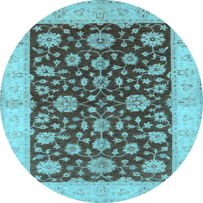 Round Oriental Light Blue Traditional Rug, urb773lblu