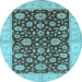 Round Oriental Light Blue Traditional Rug, urb773lblu