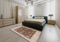 Mid-Century Modern Sienna Brown Oriental Rug in a Bedroom, urb773