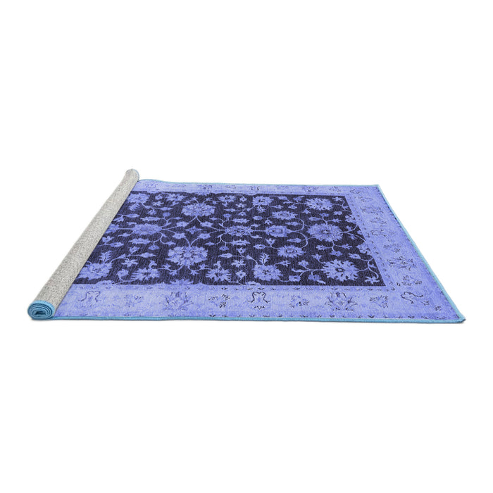 Sideview of Machine Washable Oriental Blue Traditional Rug, wshurb773blu