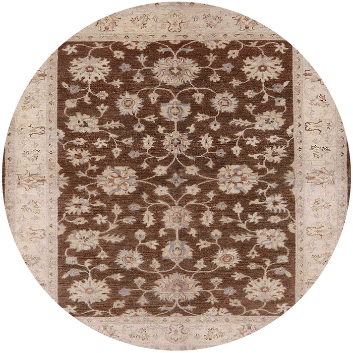 Round Machine Washable Industrial Modern Sienna Brown Rug, wshurb773