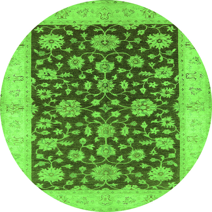 Round Oriental Green Traditional Rug, urb773grn