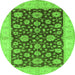 Round Oriental Green Traditional Rug, urb773grn