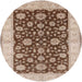 Round Mid-Century Modern Sienna Brown Oriental Rug, urb773