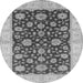 Round Machine Washable Oriental Gray Traditional Rug, wshurb773gry