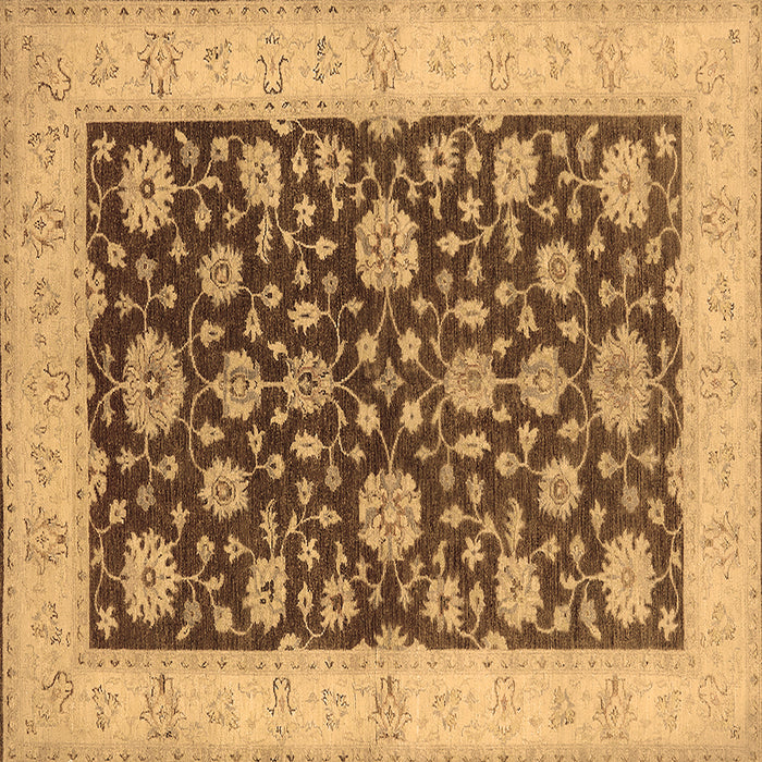 Square Machine Washable Oriental Brown Traditional Rug, wshurb773brn