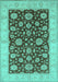 Machine Washable Oriental Turquoise Traditional Area Rugs, wshurb773turq